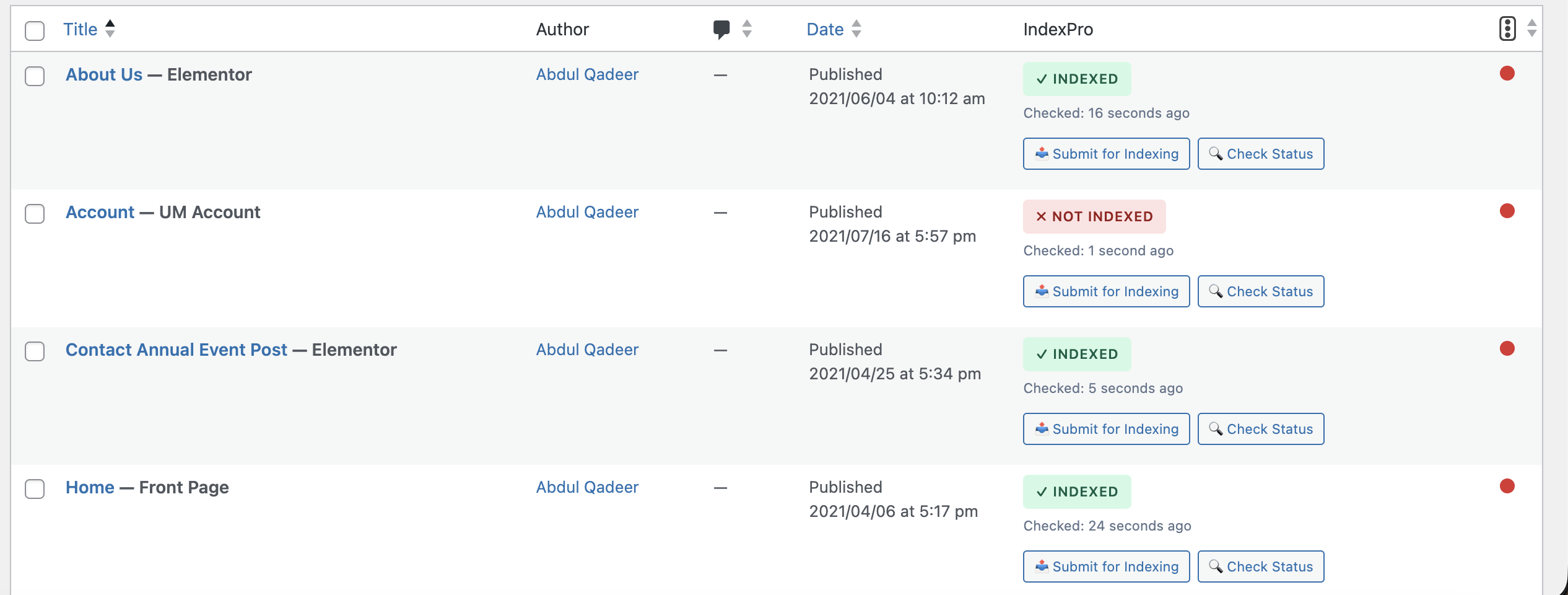 इंडेक्स स्टेटस